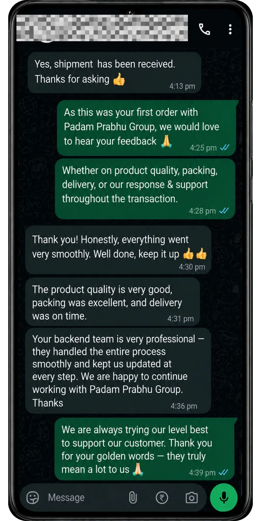 Padam Prabhu Group Testimonial