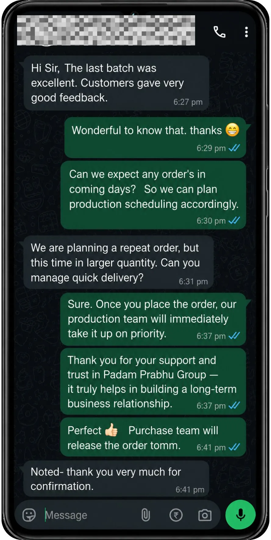 Padam Prabhu Group Testimonial