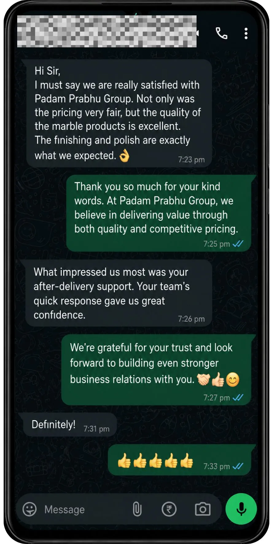 Padam Prabhu Group Testimonial